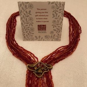 Ten Thousand Villages Beaded Necklace with Brooch